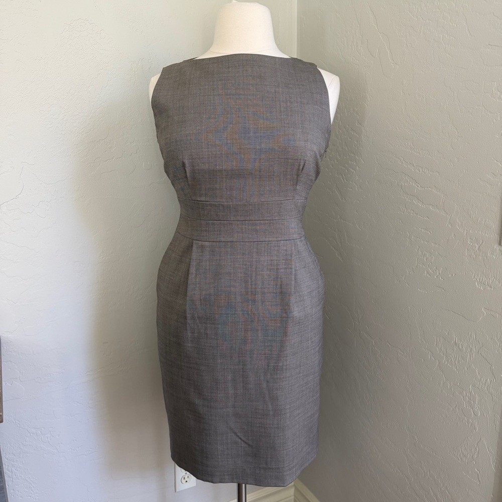 Banana Republic Dress Women's Gray Wool Blend Sheath Midi‎ Dress Size 14P